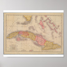 Kaart van de Vintage Poster op Cuba