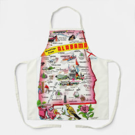 Kaart van de Vintage van Alabama Schort