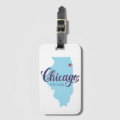 Kaart van de Vintage van Chicago Bagagelabel (Voorkant (verticaal))