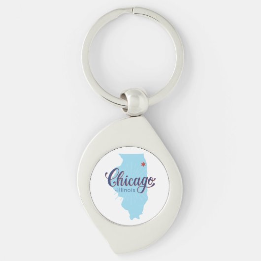 Kaart van de Vintage van Chicago Sleutelhanger (Voorkant)