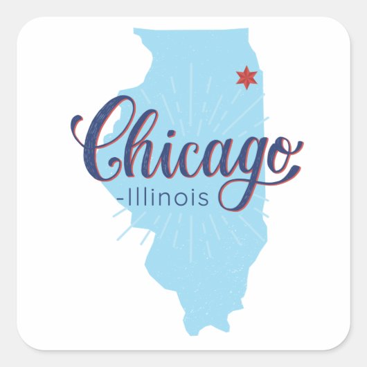 Kaart van de Vintage van Chicago Vierkante Sticker (Voorkant)