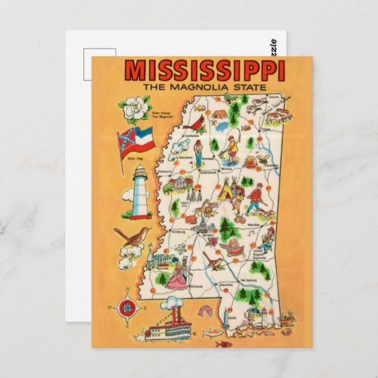 Kaart van de Vintage van Mississippi (Voorkant / Achterkant)