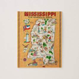 Kaart van de Vintage van Mississippi Legpuzzel