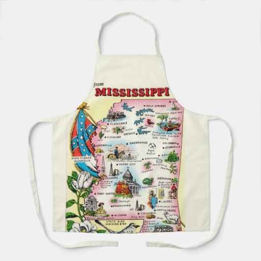 Kaart van de Vintage van Mississippi Schort (Voorkant)