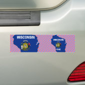 Kaart van de vlag van Wisconsin Bumpersticker (Op auto)