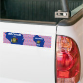 Kaart van de vlag van Wisconsin Bumpersticker (Op Truck)