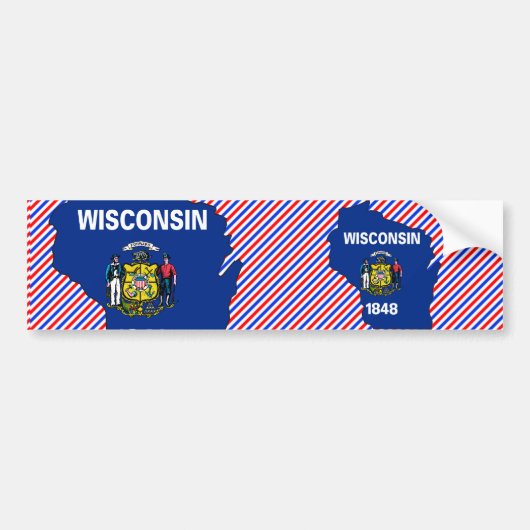 Kaart van de vlag van Wisconsin Bumpersticker (Voorkant)