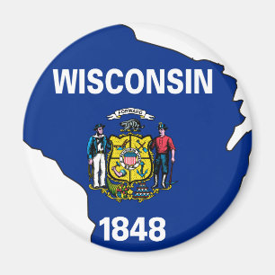 Kaart van de vlag van Wisconsin Magneet