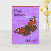 Kaart van de Vlinder van de Pauw van de Verjaardag (Gele Bloem)