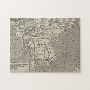 Kaart van de voorgestelde route naar China vanuit  Legpuzzel