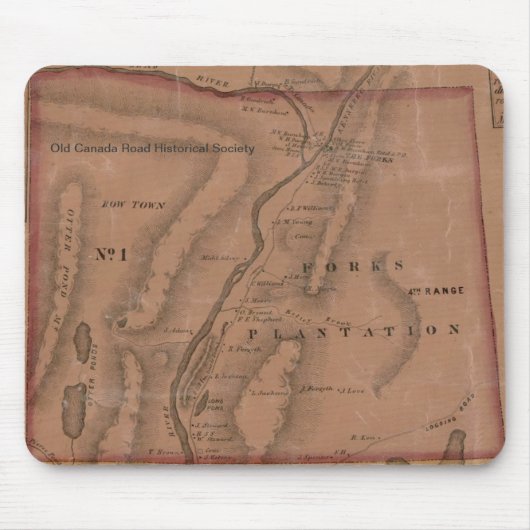  kaart van de vorken, Maine - Mouspad Muismat (Voorkant)