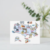 kaart van de VS, attracties, landschappen, grote s (Staand voorkant)