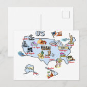 kaart van de VS, attracties, landschappen, grote s (Voorkant / Achterkant)