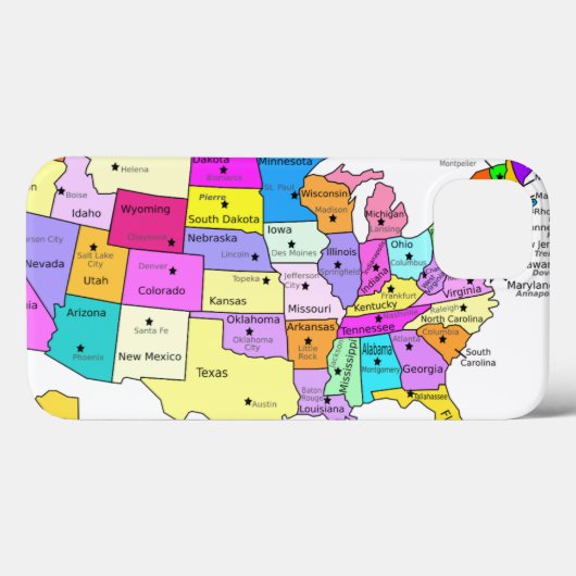 Kaart van de VS gedekt Case-Mate iPhone Case (Achterkant (horizontaal))