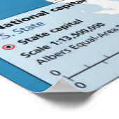 Kaart van de VS met staatsnamen en hoofdletters Poster (Hoek)