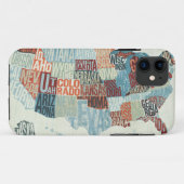 Kaart van de VS met staten in woorden Case-Mate iPhone Case (Achterkant (horizontaal))