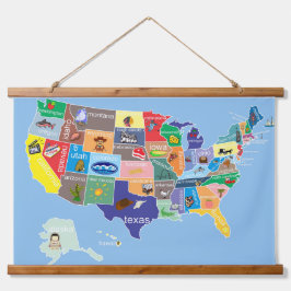 Kaart van de VS voor Kids Wall Hangend Wandkleed