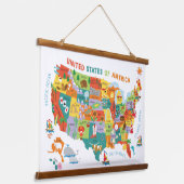 Kaart van de VS voor Kids Wall Hangend Wandkleed (Gebogen)