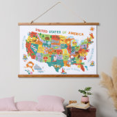 Kaart van de VS voor Kids Wall Hangend Wandkleed (Slaapkamer)