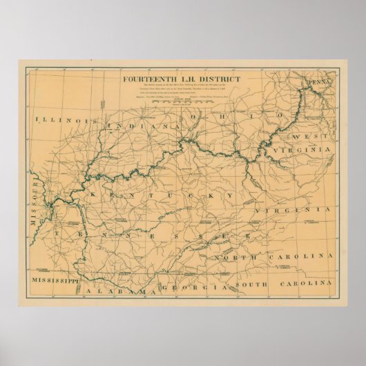  kaart van de vuurtoren van de Ohio (1897) Poster (Voorkant)