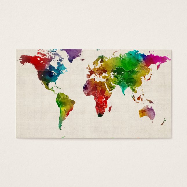 Kaart van de waterverf van de Wereldkaart (Voorkant)