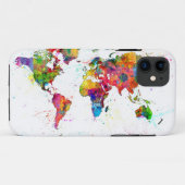 Kaart van de Waterverf van de Wereldkaart Case-Mate iPhone Case (Achterkant (horizontaal))