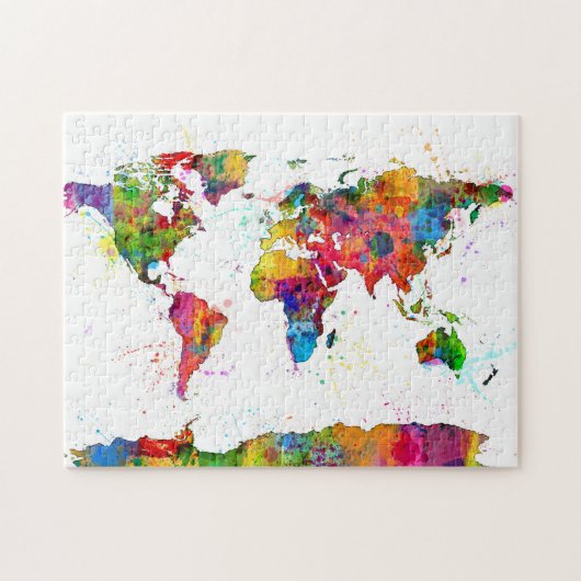 Kaart van de Waterverf van de Wereldkaart Legpuzzel (Horizontaal)
