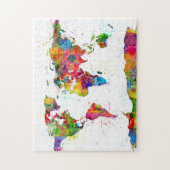 Kaart van de Waterverf van de Wereldkaart Legpuzzel (Verticaal)