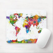 Kaart van de Waterverf van de Wereldkaart Muismat (Met muis)