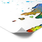 Kaart van de Waterverf van de Wereldkaart Poster (Hoek)