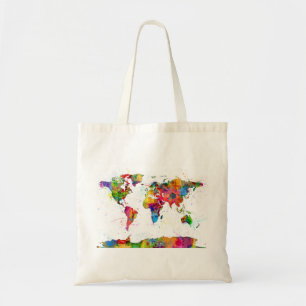 Kaart van de Waterverf van de Wereldkaart Tote Bag