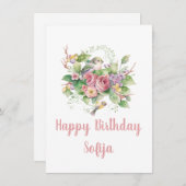 Kaart van de Waterverf van het Roos van de vogelpe (Voorkant / Achterkant)