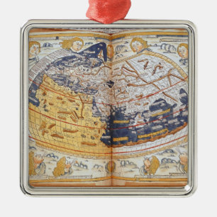Kaart van de wereld, 1486 metalen ornament