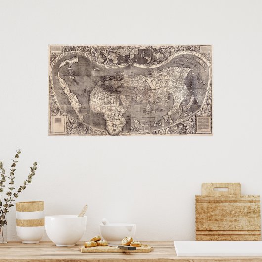 Kaart van de wereld | 1507 poster (Keuken)