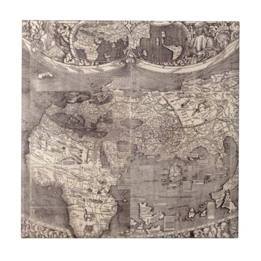 Kaart van de wereld | 1507 tegeltje (Voorkant)