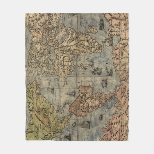  kaart van de wereld (1565) fleece deken (Voorkant)