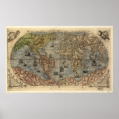  kaart van de wereld (1565) poster (Voorkant)