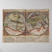 kaart van de wereld (1587) poster (Voorkant)