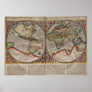  kaart van de wereld (1587) poster