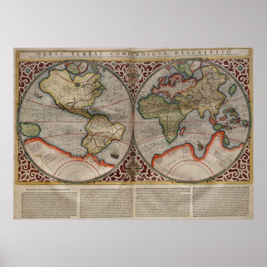  kaart van de wereld (1587) poster (Voorkant)