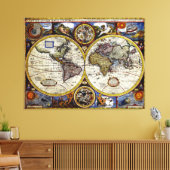  kaart van de wereld (1626) - Stijlvol Canvas Afdruk (Insitu (Woonkamer))