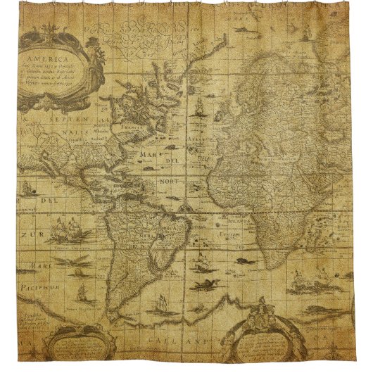  kaart van de wereld 1635 douchegordijn (Voorkant)