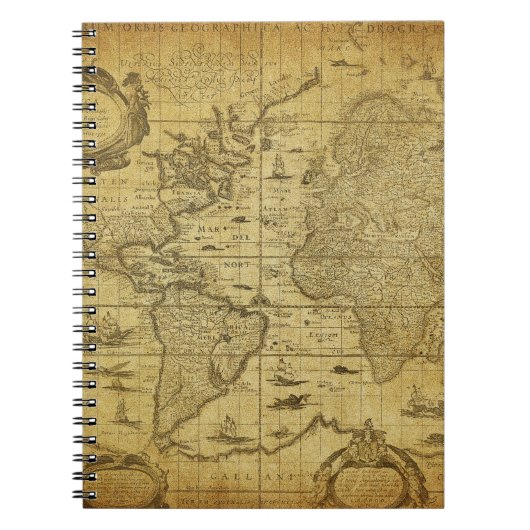  kaart van de wereld 1635 notitieboek (Voorkant)