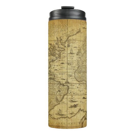 kaart van de wereld 1635 thermosbeker (Voorkant)