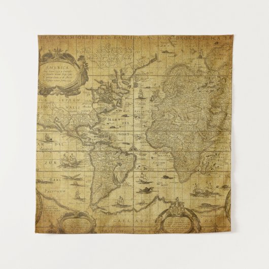 kaart van de wereld 1635 wandkleed (Voorkant)