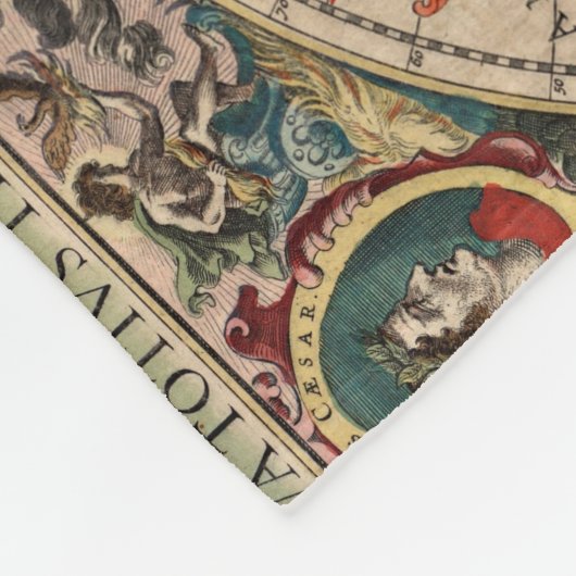  kaart van de wereld (1641) fleece deken (Hoek)