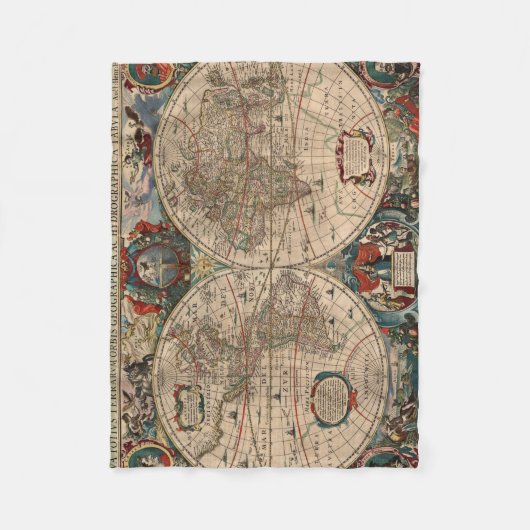  kaart van de wereld (1641) fleece deken (Voorkant)