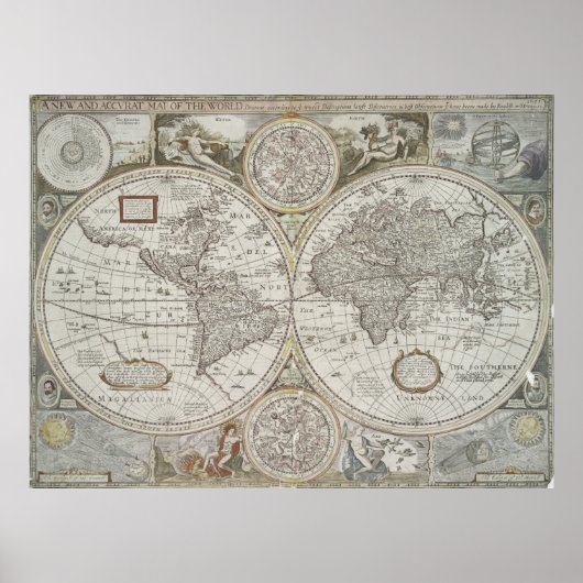  kaart van de wereld (1651) poster (Voorkant)