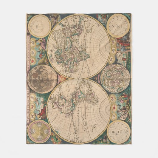  kaart van de wereld (1672) 2 fleece deken (Voorkant)
