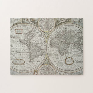 Kaart van de wereld   1676 legpuzzel